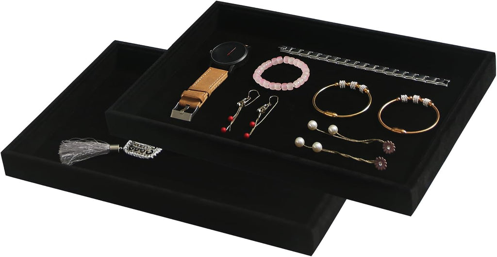 2 Pack 12-Grid Velvet Jewelry Trays
