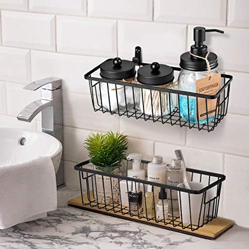2 Pack Small Black Wire Storage Baskets