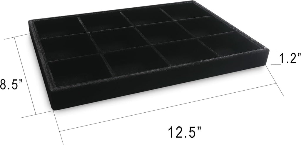 2 Pack Black Velvet Jewelry Storage Trays