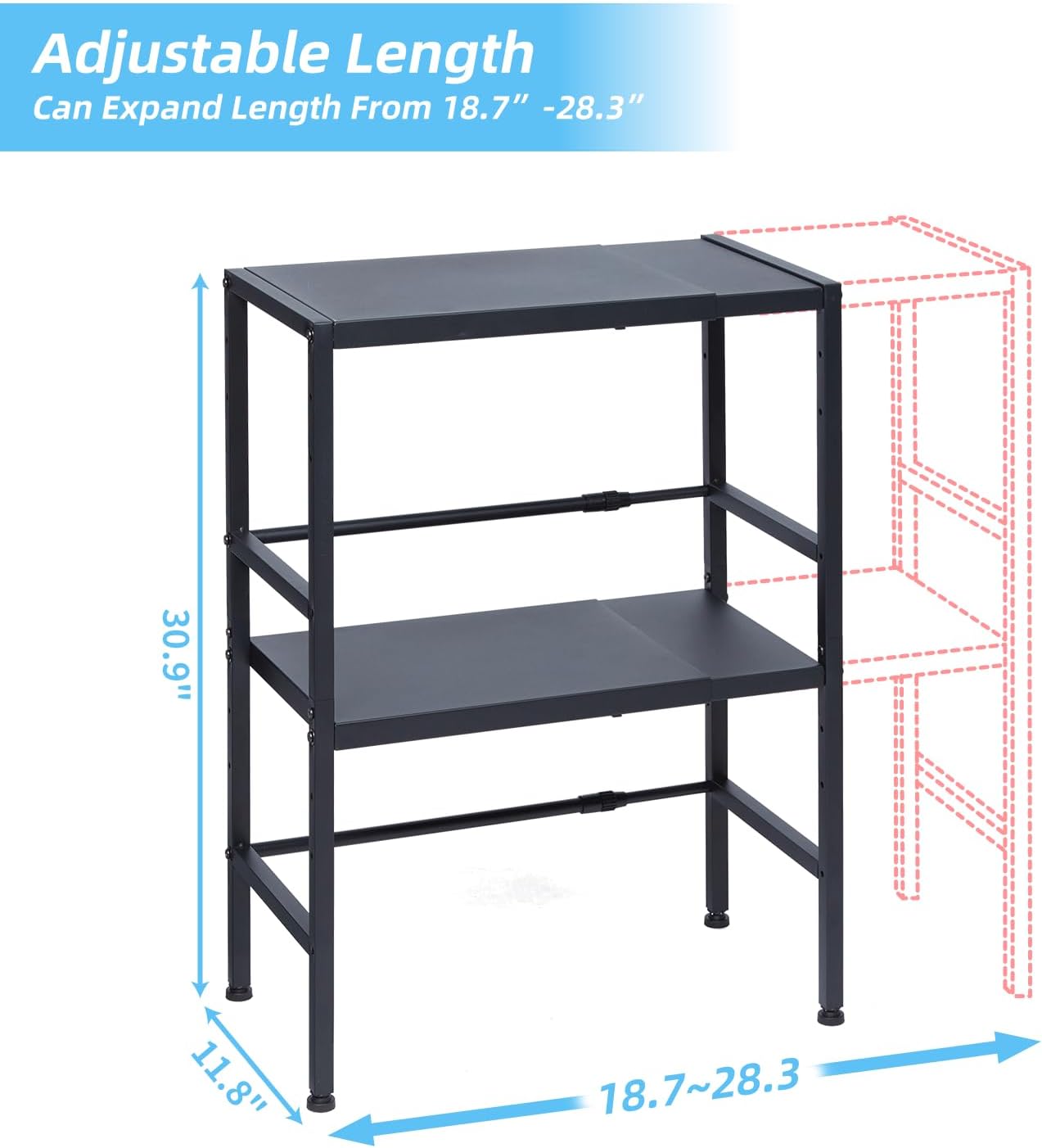 2-Tier Expandable Metal Shelves