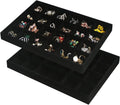 2 Pack 12-Grid Velvet Jewelry Trays