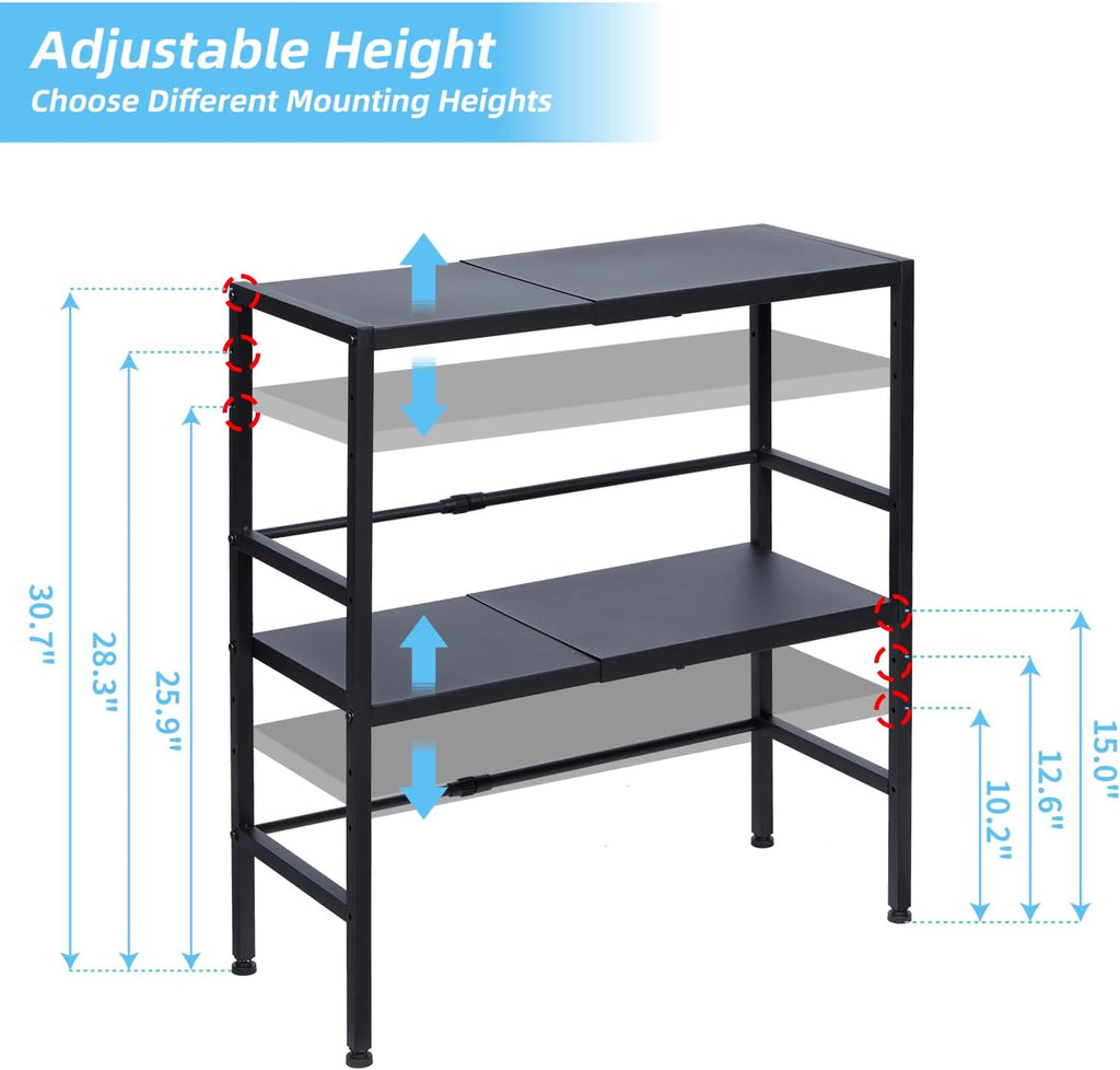 2-Tier Expandable Metal Shelves