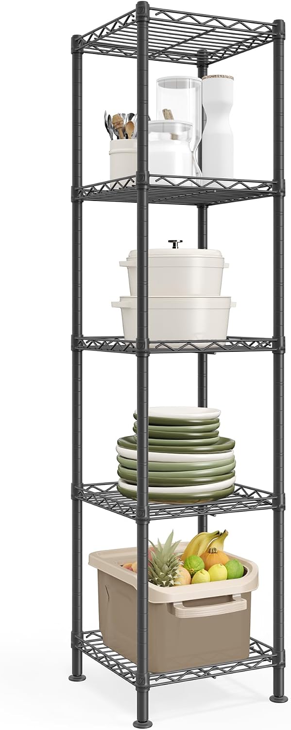 5 Tier Small Black Wire Storage Shelf
