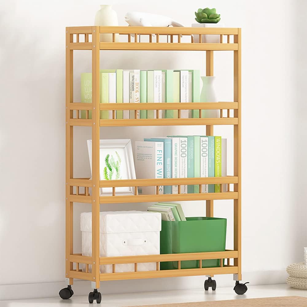 4-Tier Bamboo Rolling Storage Cart