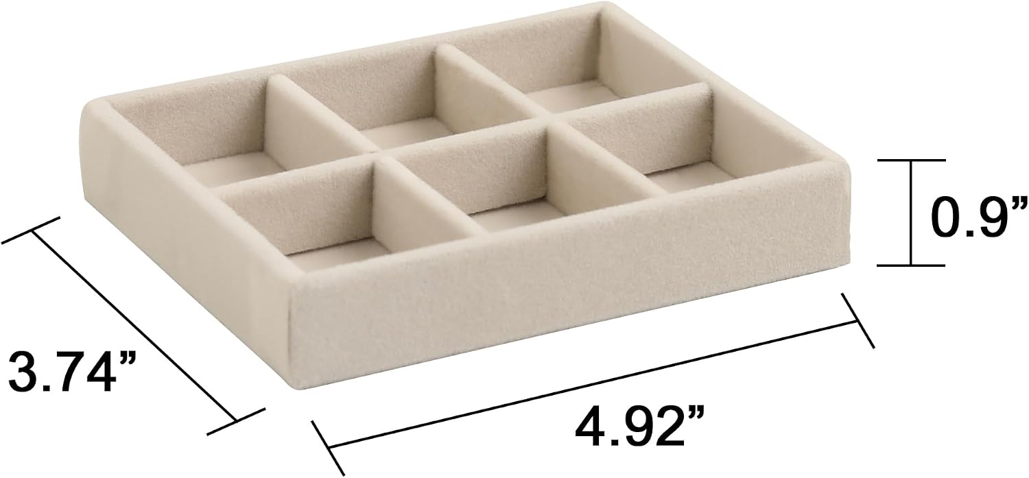 4 Pack Beige Mini Velvet Jewelry Trays