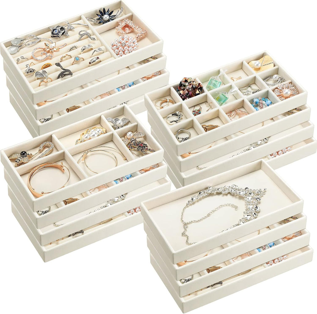 16 Pack Velvet Jewelry Storage Trays