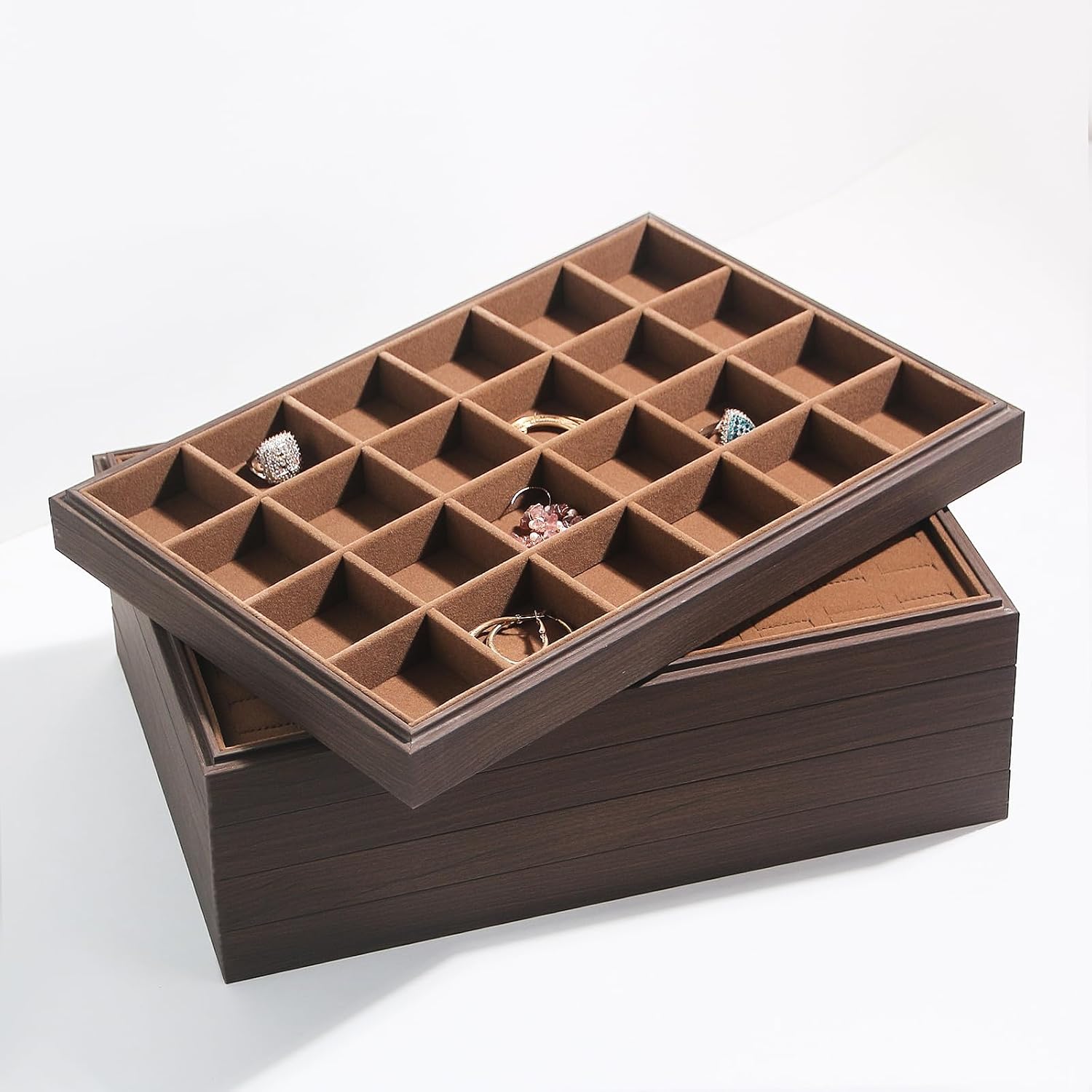 2Pcs Wood Jewelry Storage Tray