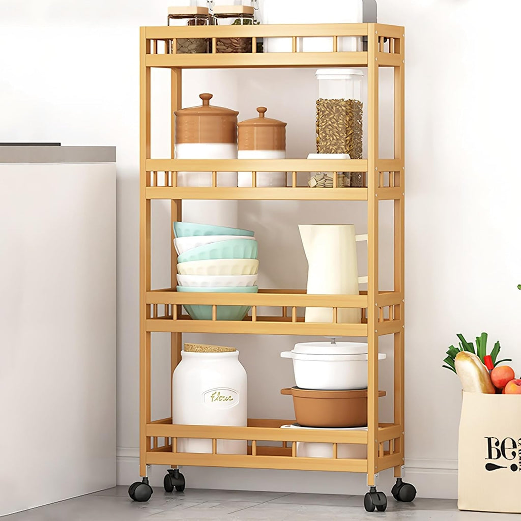 4-Tier Bamboo Rolling Storage Cart