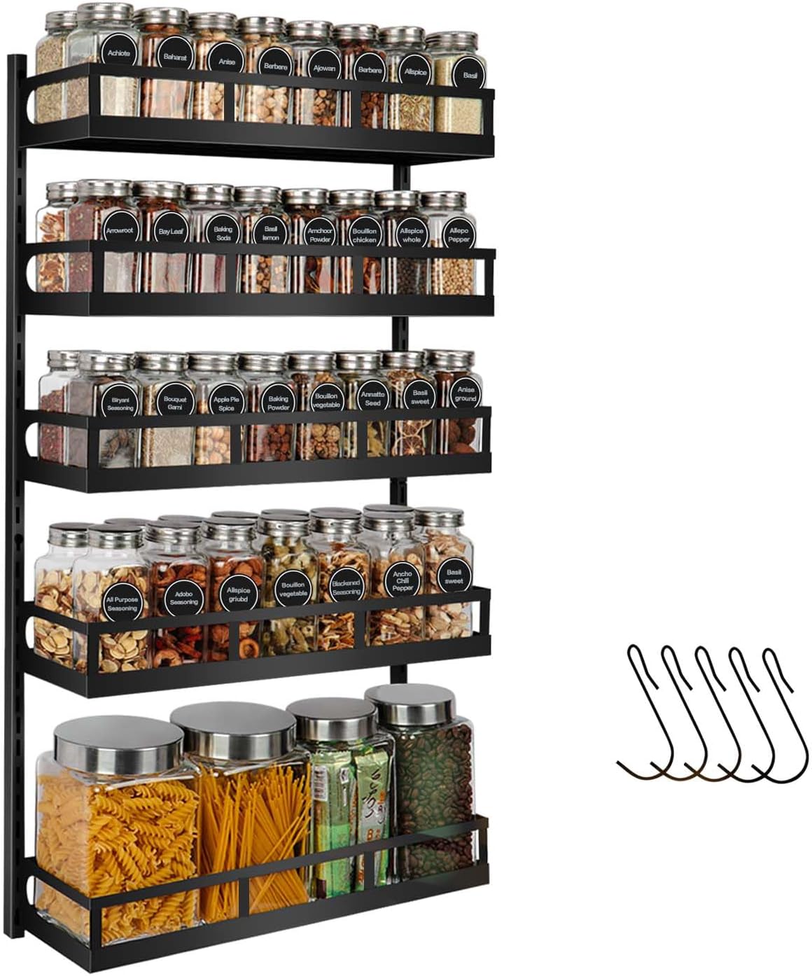 5 Tier Wall Mount Spice Rack