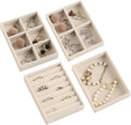 4 Pack Beige Mini Velvet Jewelry Trays