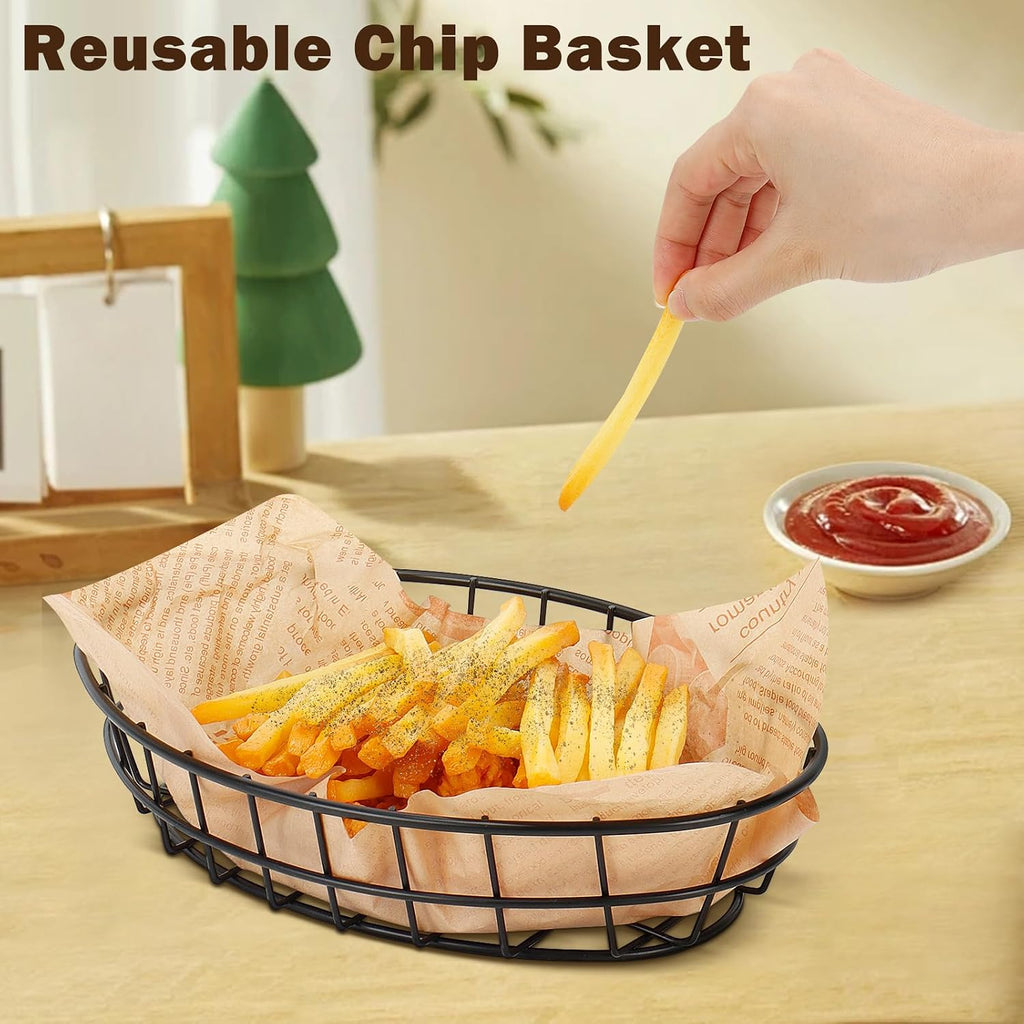 6 Pack Oval Metal Wire Serving Baskets