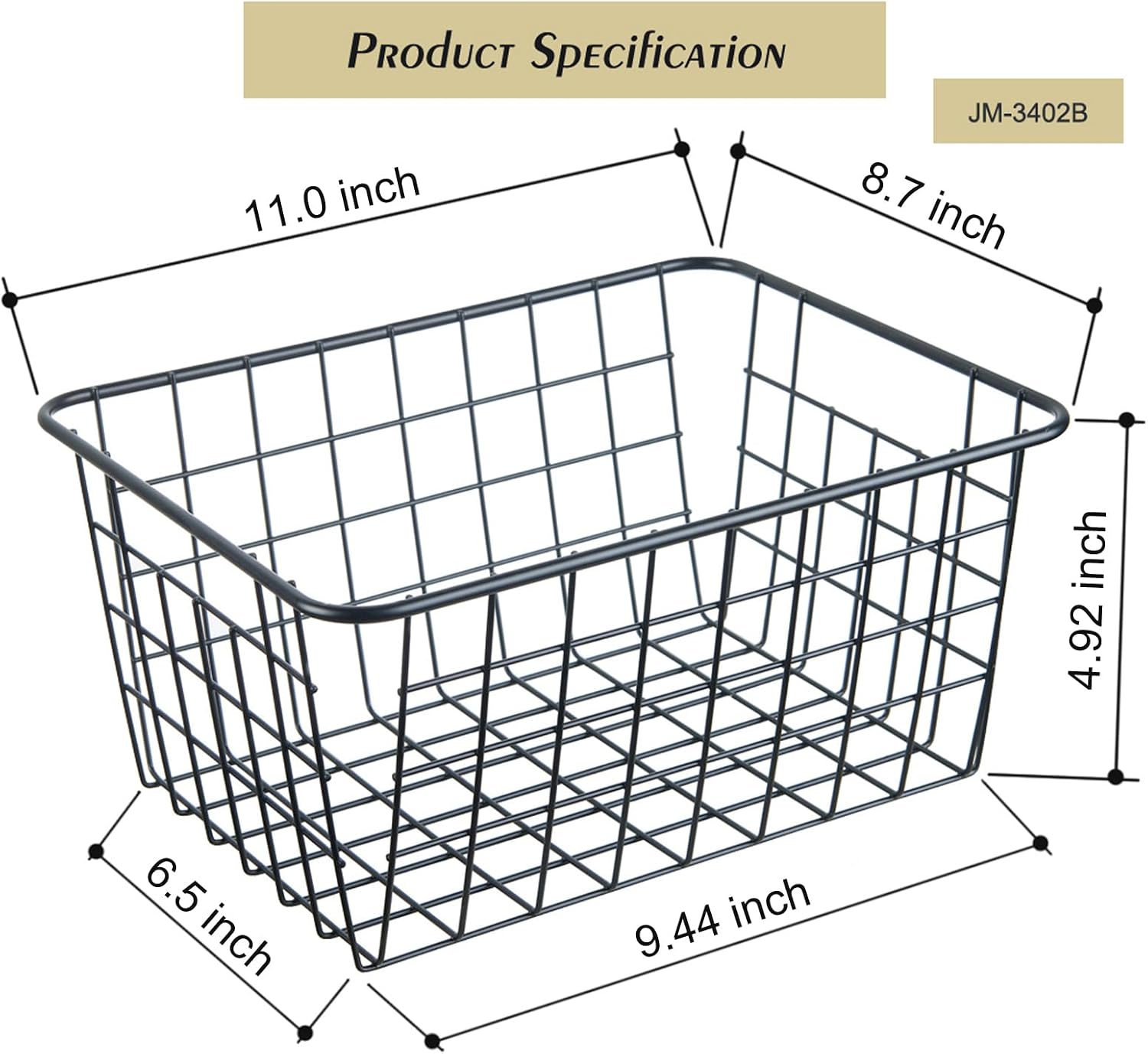 5 Pack Black Stackable Wire Storage Baskets