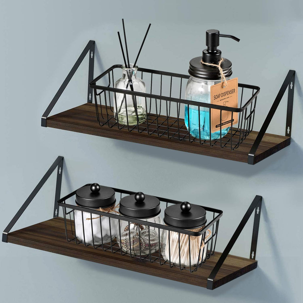 2 Pack Small Black Wire Storage Baskets