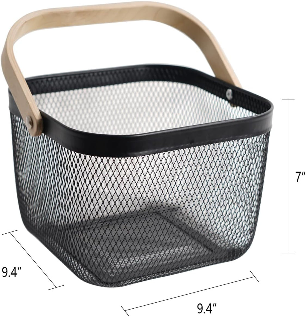 Black Square Mesh Harvest Storage Basket