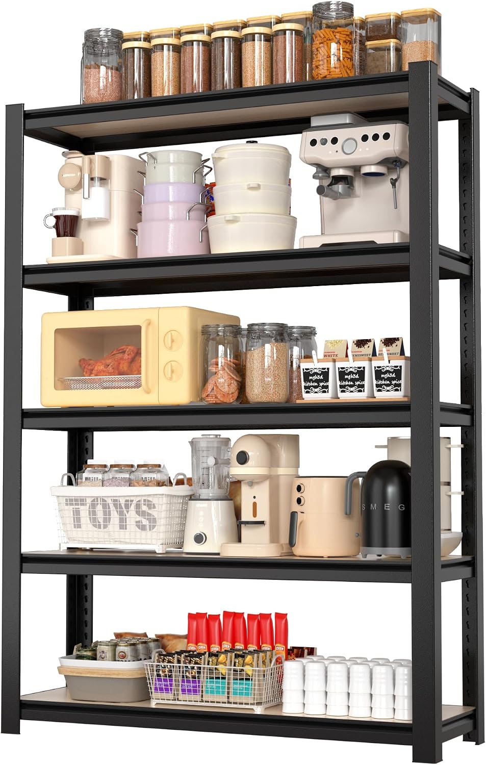 5-Tier Heavy Duty Black Storage Shelf