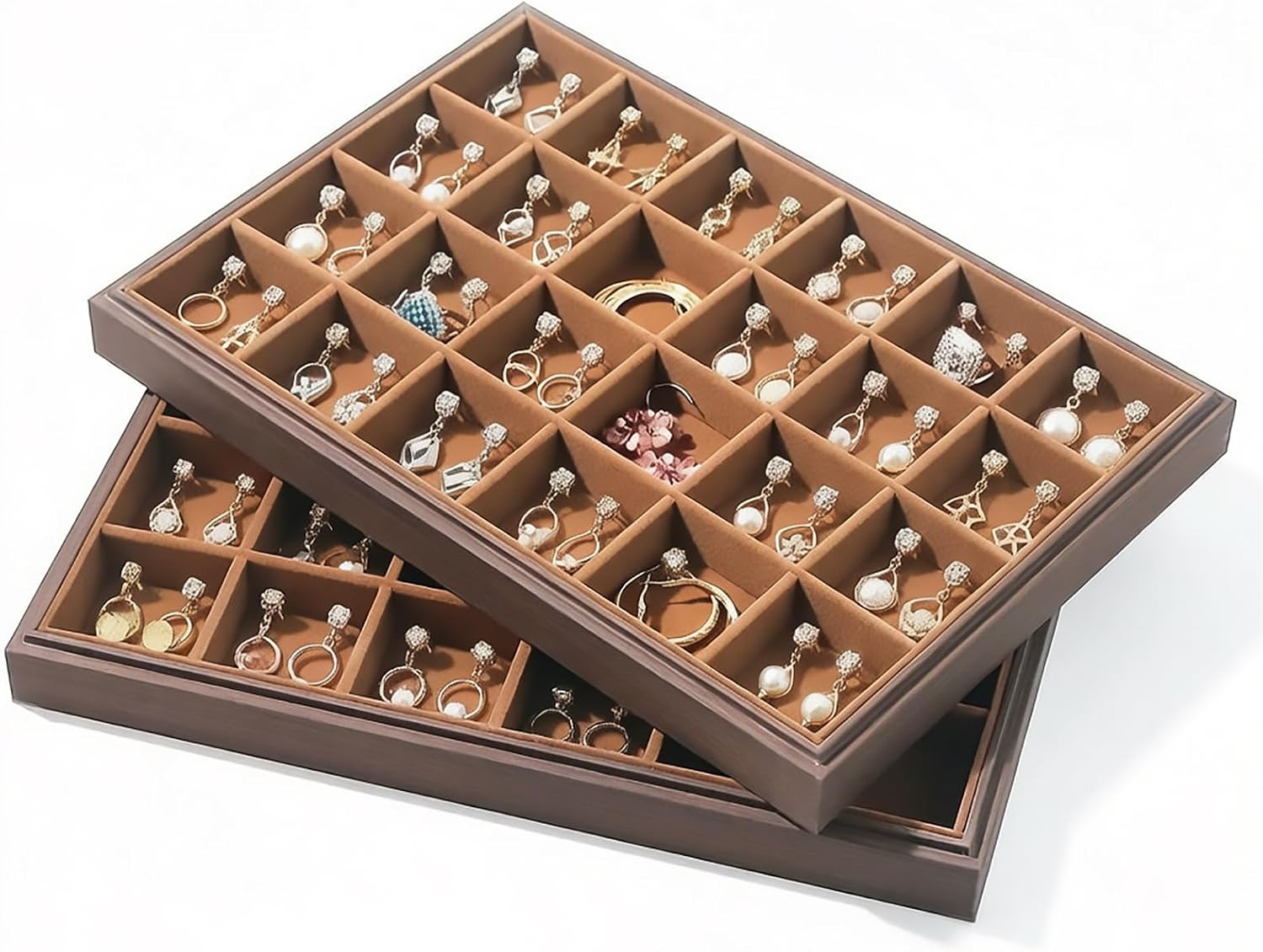 2Pcs Wood Jewelry Storage Tray