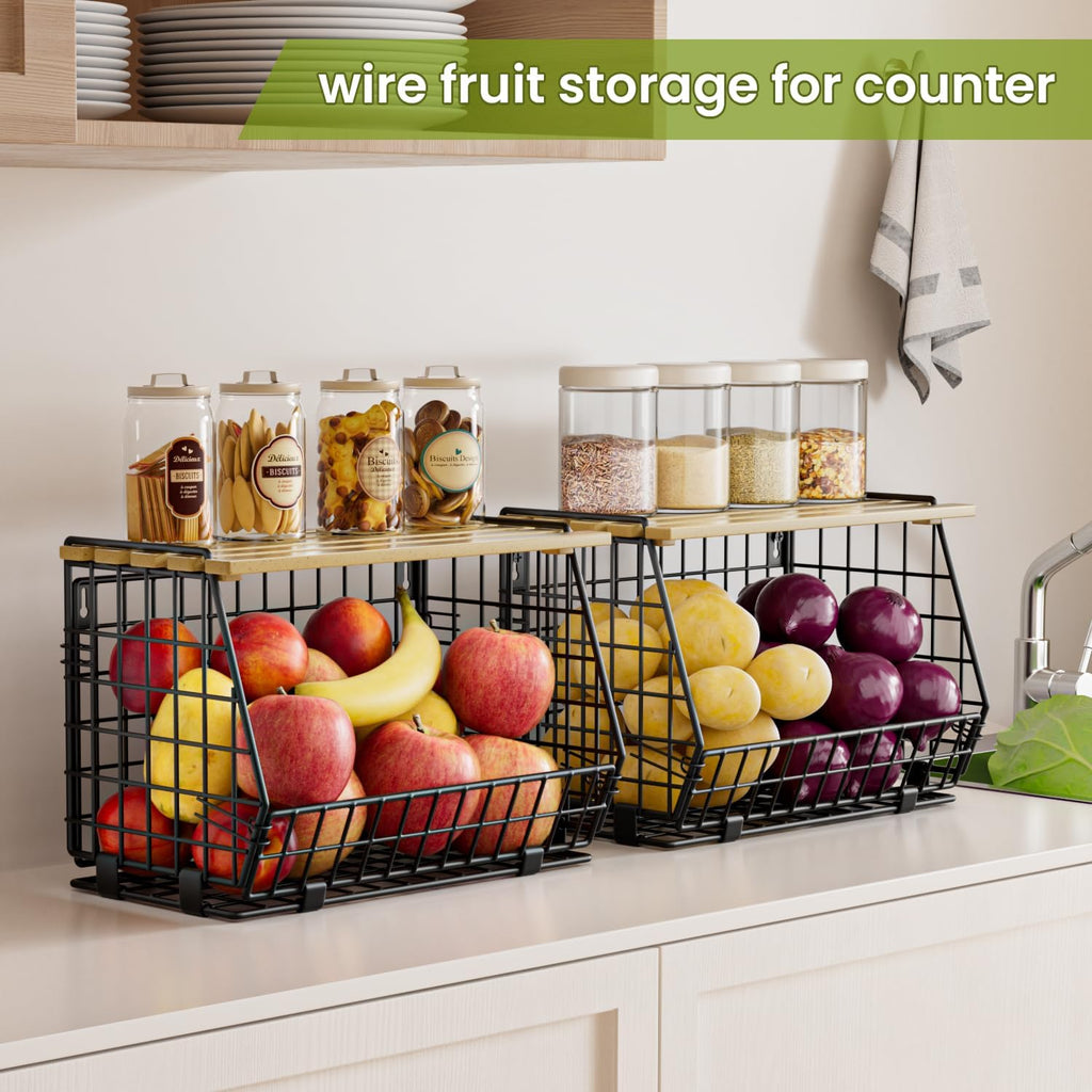 3 Pack Wire Fruit Storage Baskets