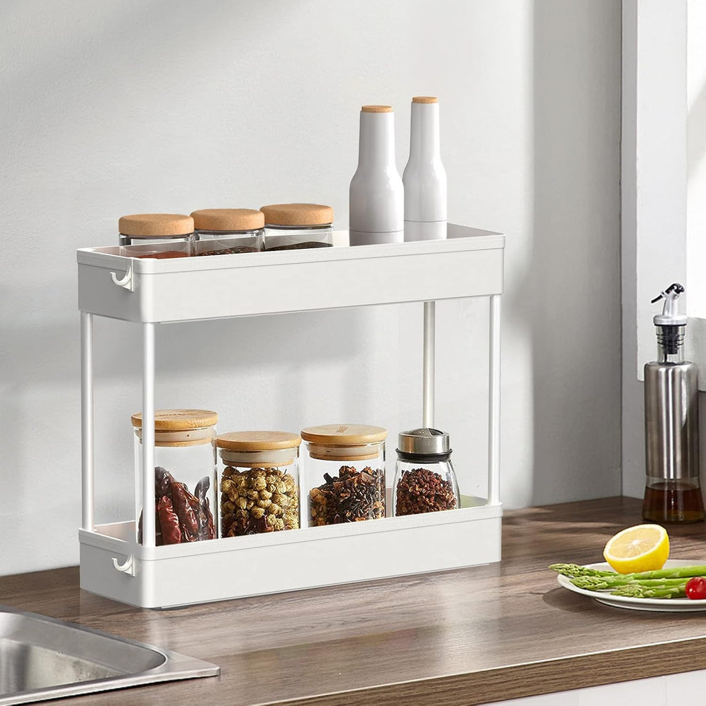4 Tier Slim White Rolling Storage Cart
