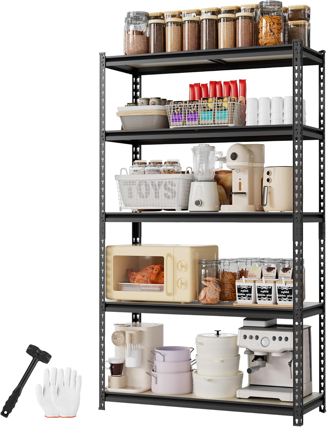 5-Tier Heavy Duty Black Storage Shelf