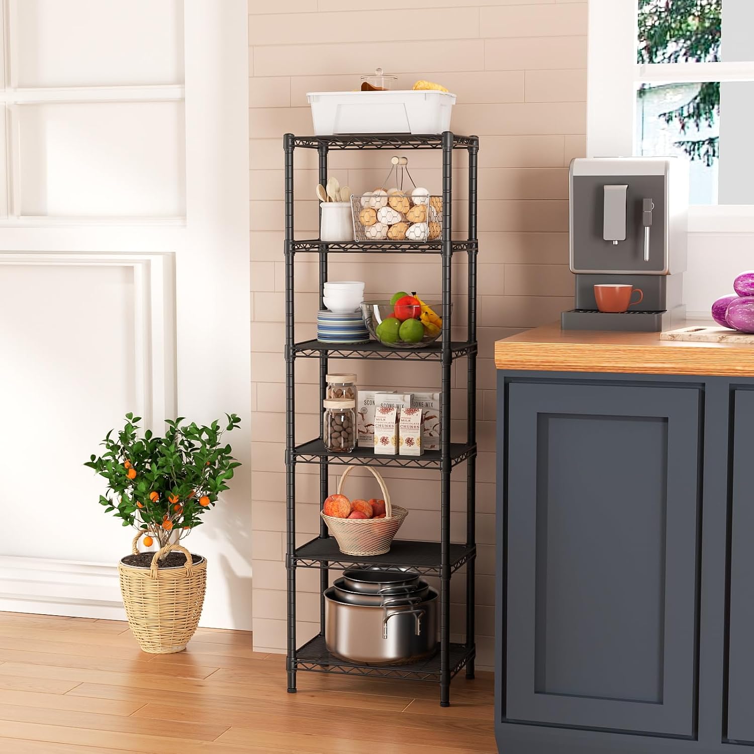 6 Tier Black Wire Storage Shelves