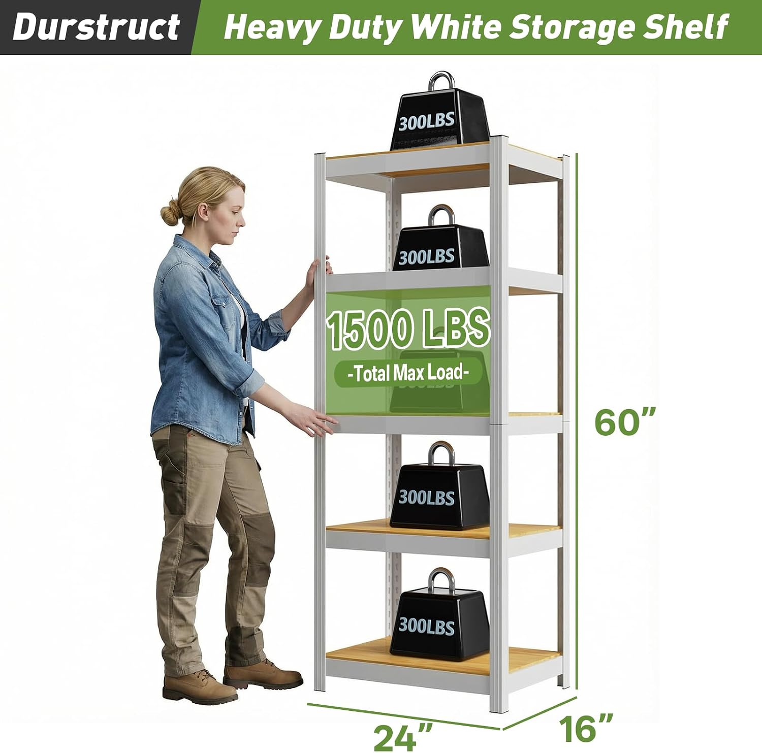 5 Tier White Metal Storage Rack