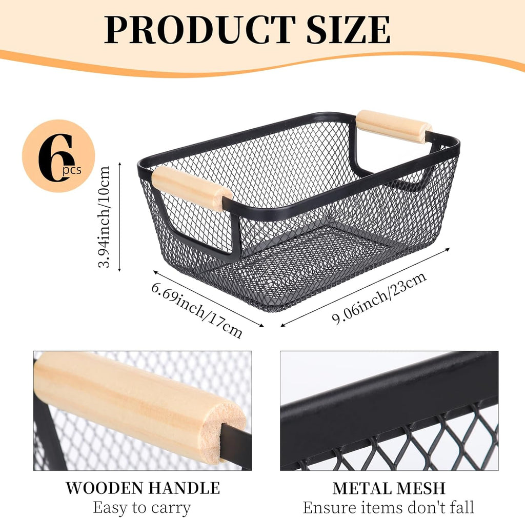 6 Pack Black Wire Storage Baskets