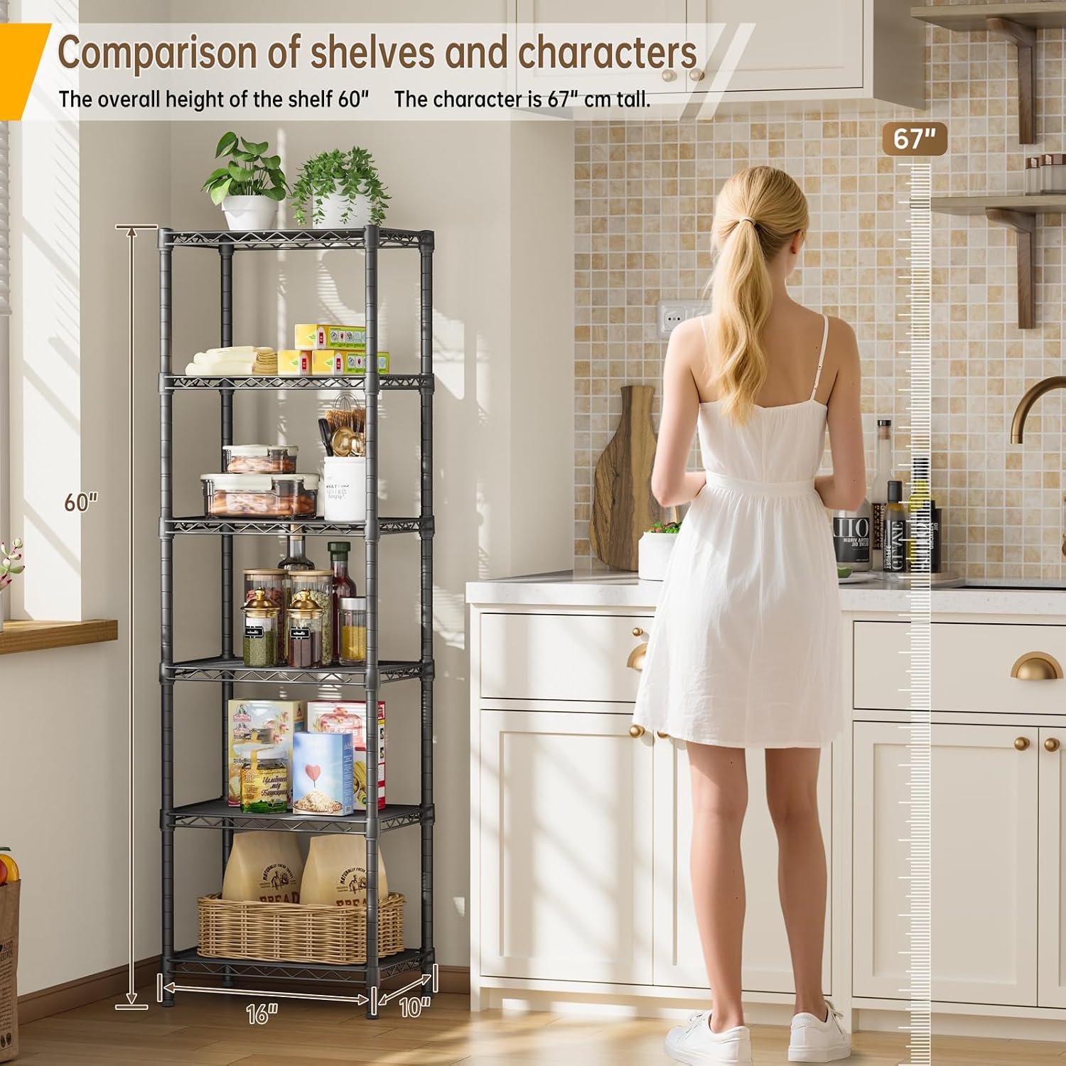 6 Tier Black Wire Storage Shelves