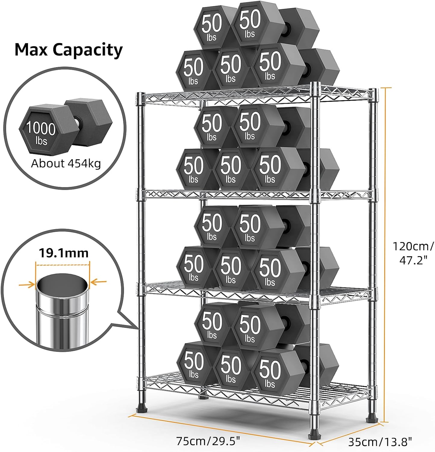 4-Tier Steel Heavy Duty Storage Rack