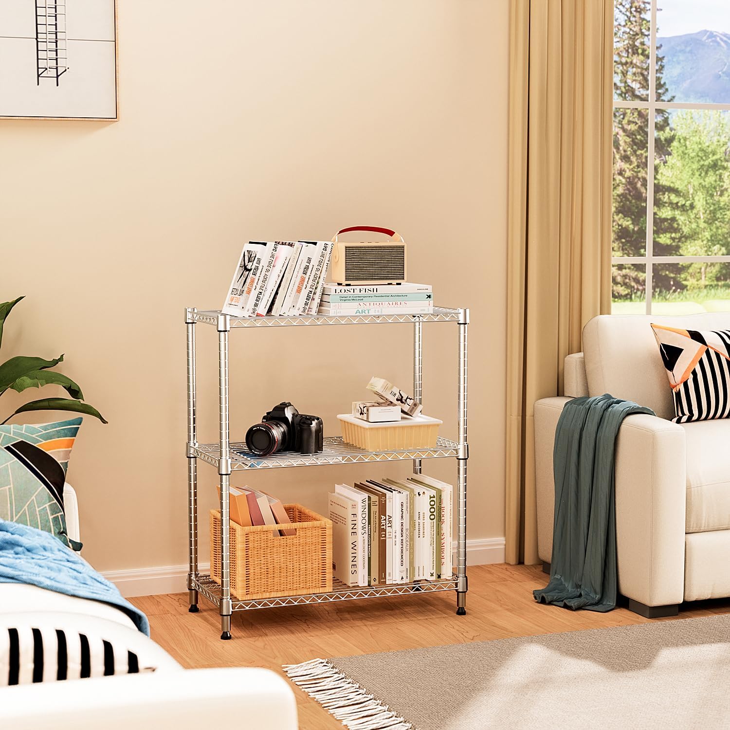 3 Tier Chrome Wire Storage Rack