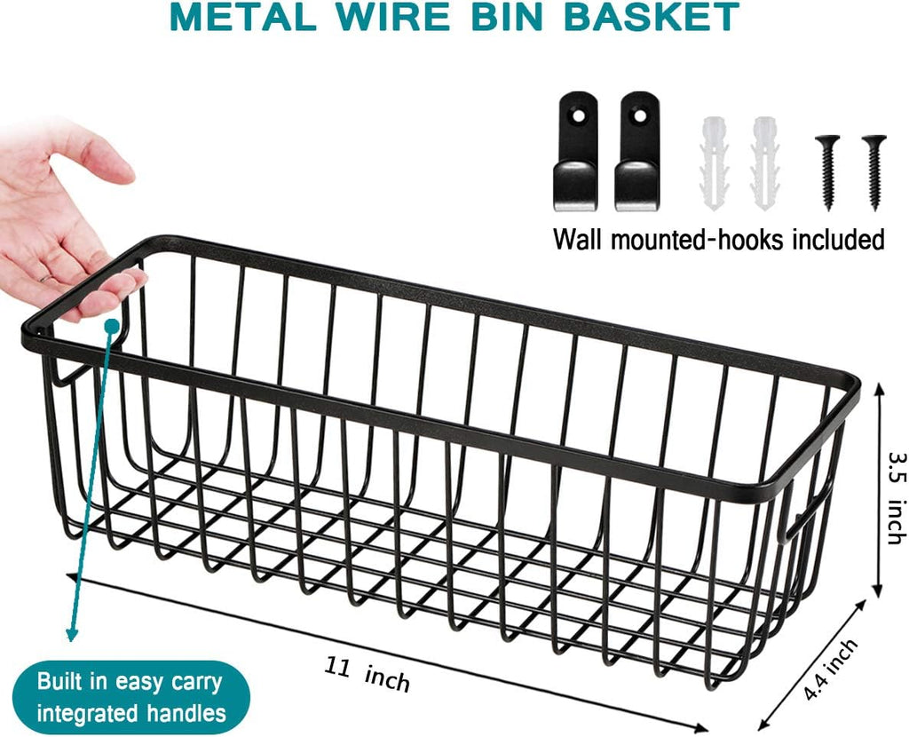 2 Pack Small Black Wire Storage Baskets