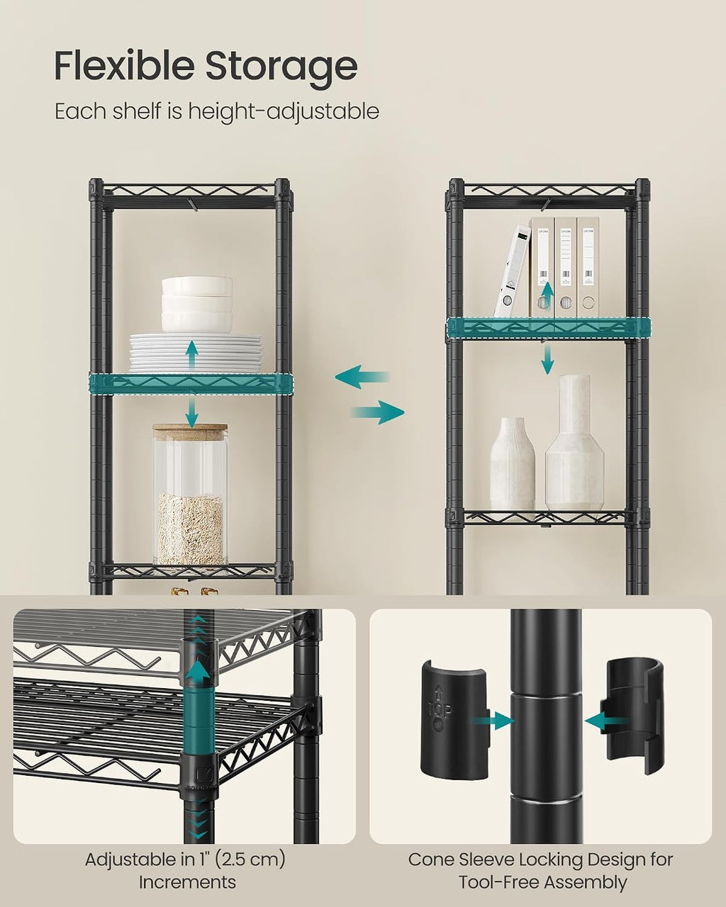 5 Tier Small Black Wire Storage Shelf