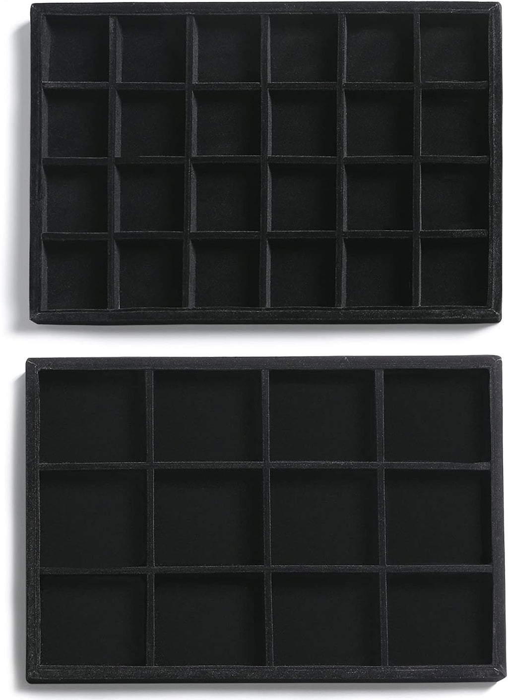 2 Pack Black Velvet Jewelry Storage Trays