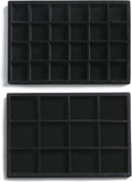 2 Pack Black Velvet Jewelry Storage Trays