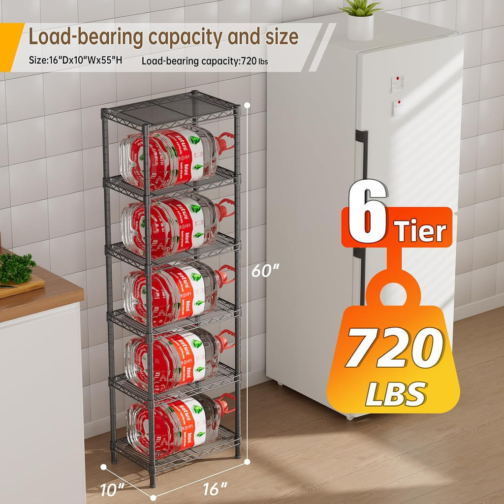6 Tier Black Wire Storage Shelves
