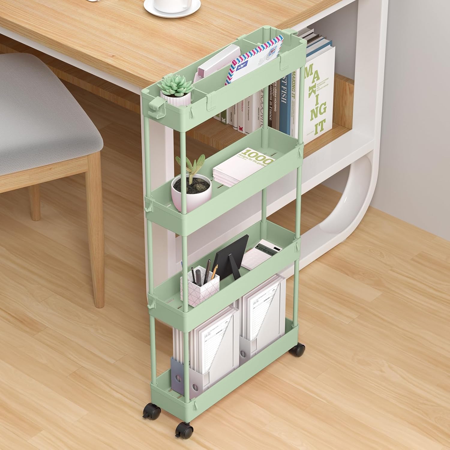 4 Tier Slim Rolling Storage Cart