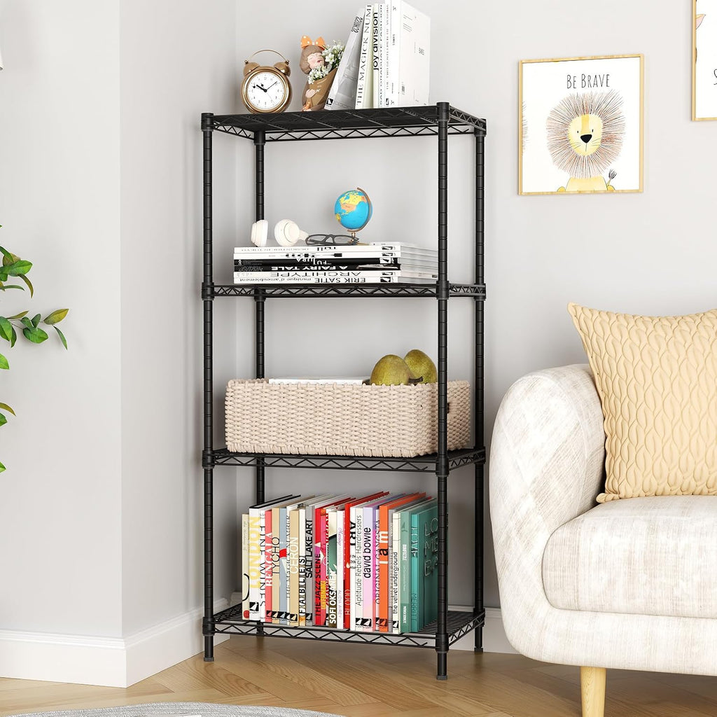 4 Tier Black Heavy Duty Wire Shelves