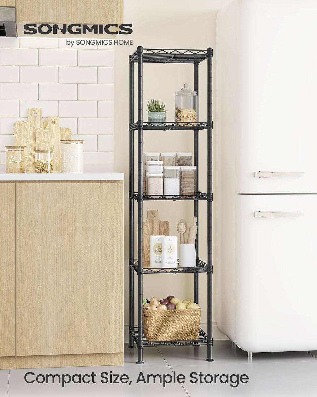 5 Tier Small Black Wire Storage Shelf