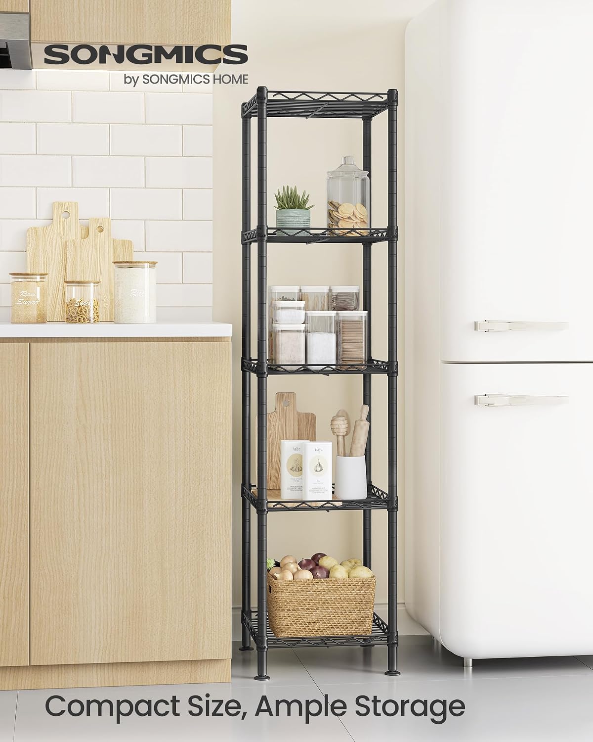 5 Tier Small Black Wire Storage Shelf