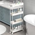 4 Tier Slim White Rolling Storage Cart