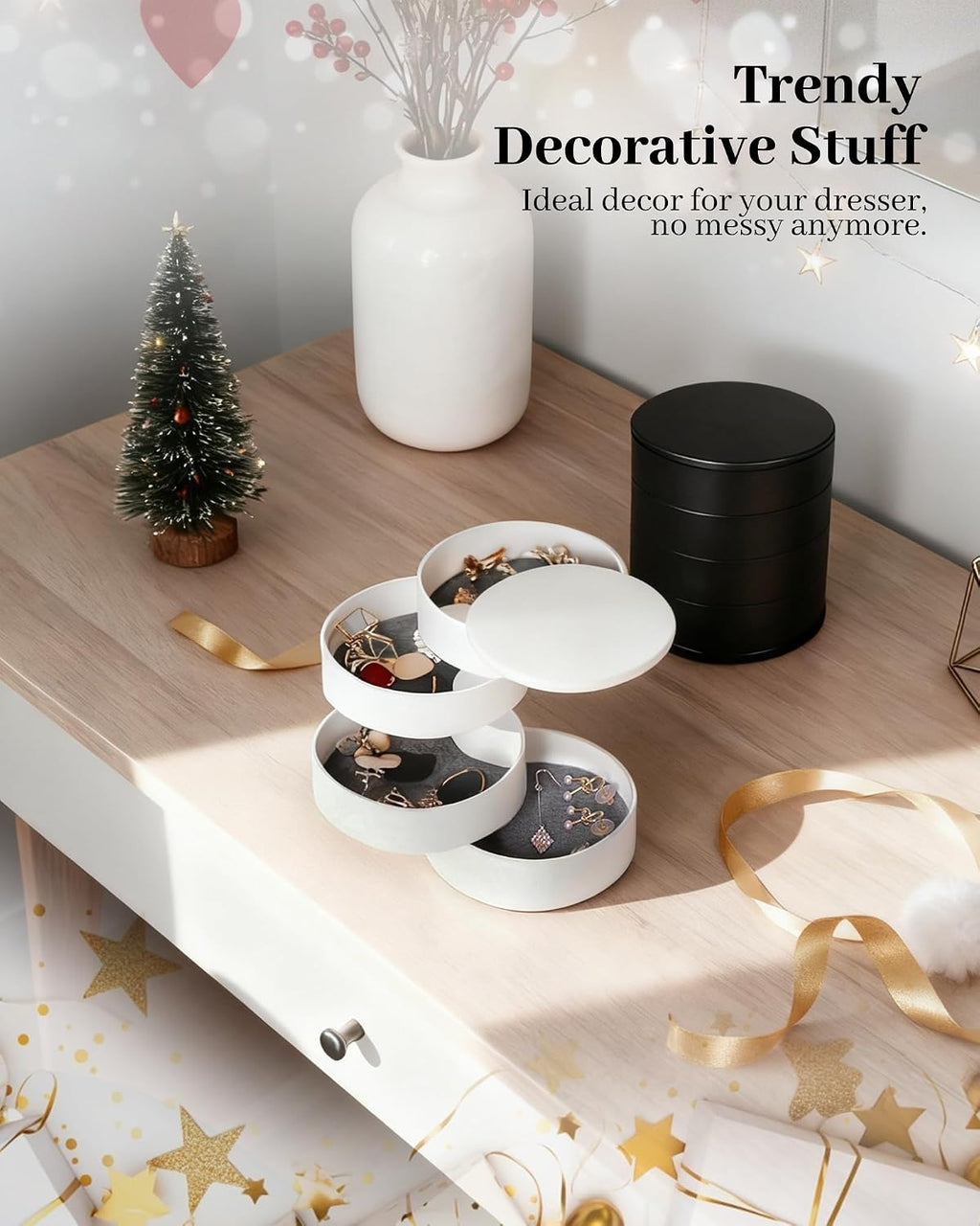 White 5-Layer Rotating Jewelry Storage Box