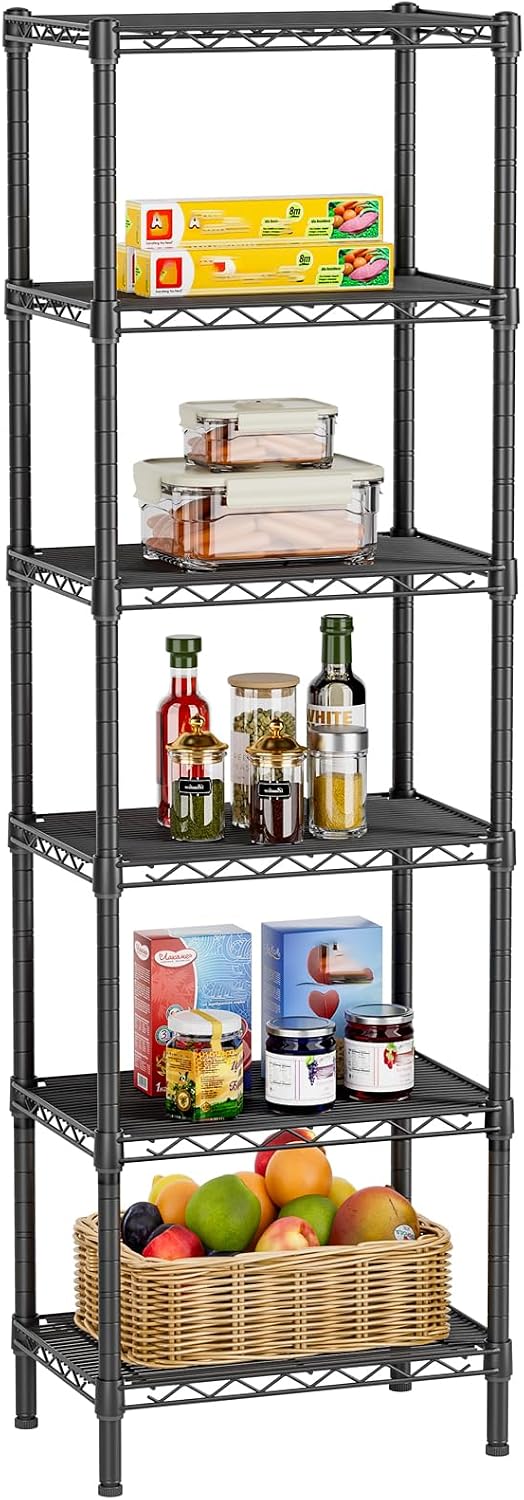 6 Tier Black Wire Storage Shelves