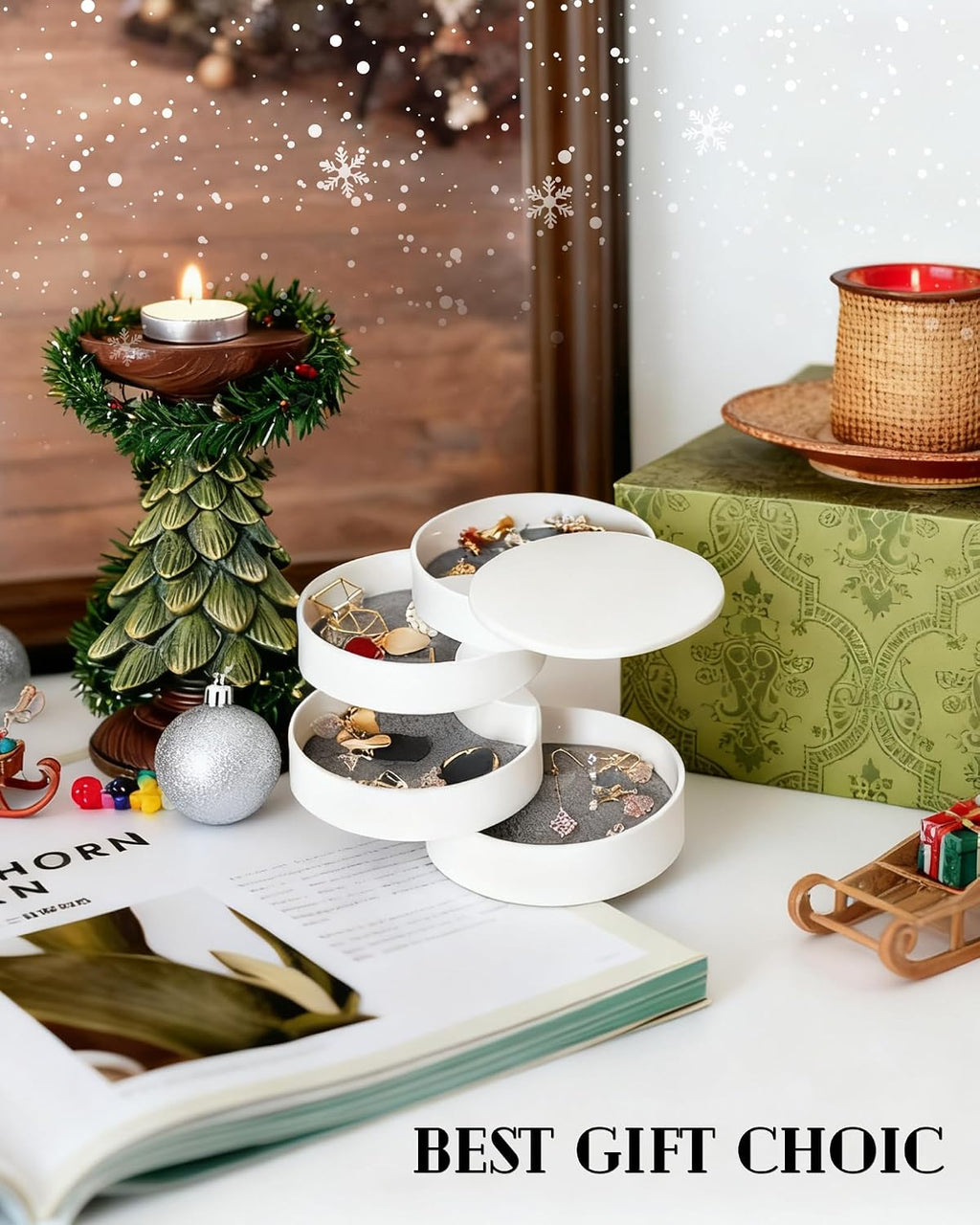 White 5-Layer Rotating Jewelry Storage Box