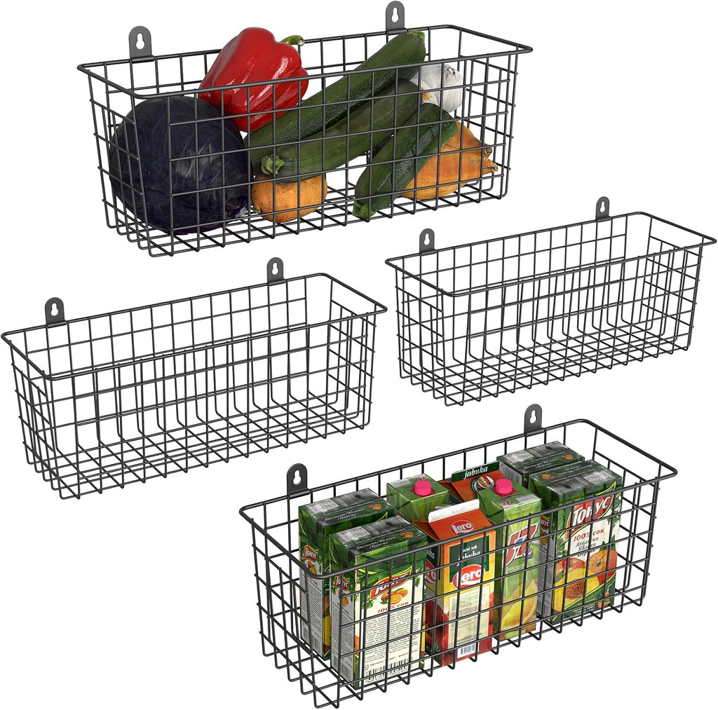 2 Pack Extra Large Black Wall Wire Baskets