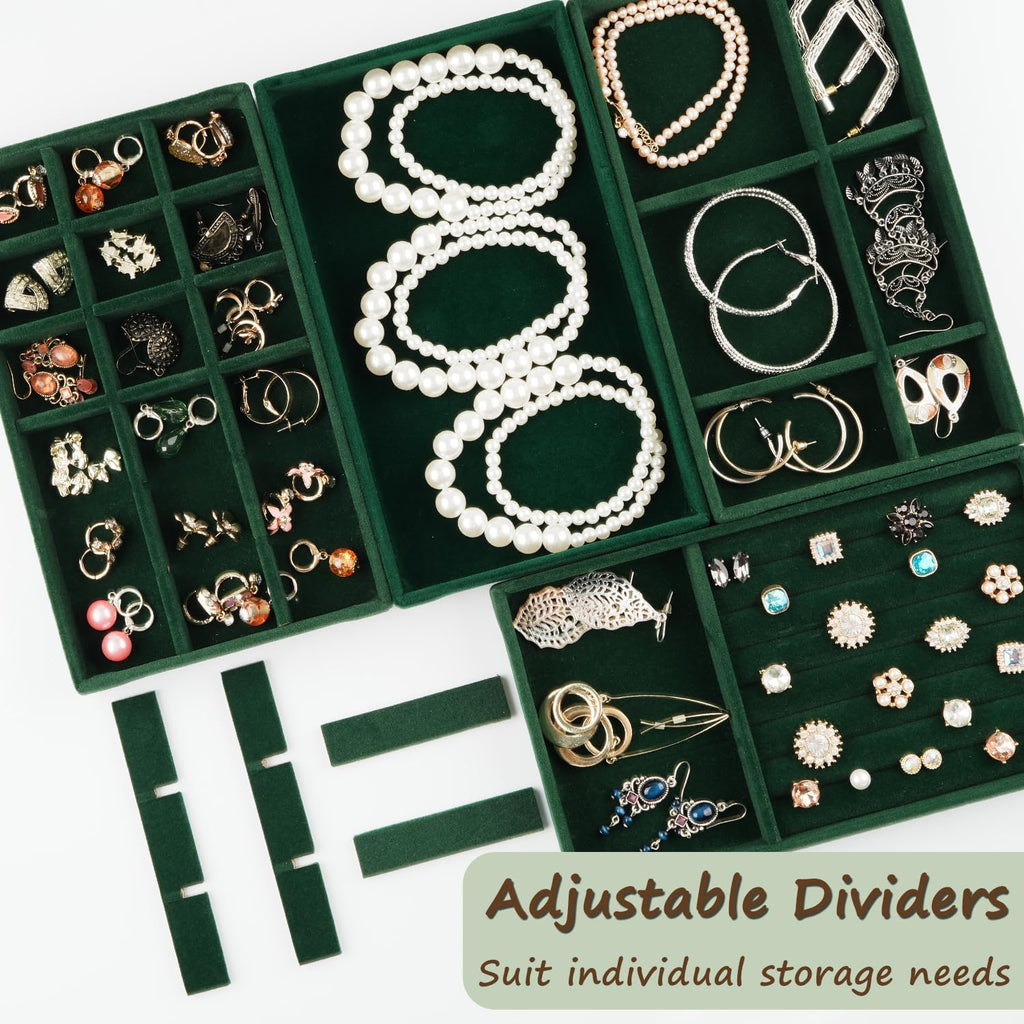 8 Pack Green Velvet Jewelry Trays