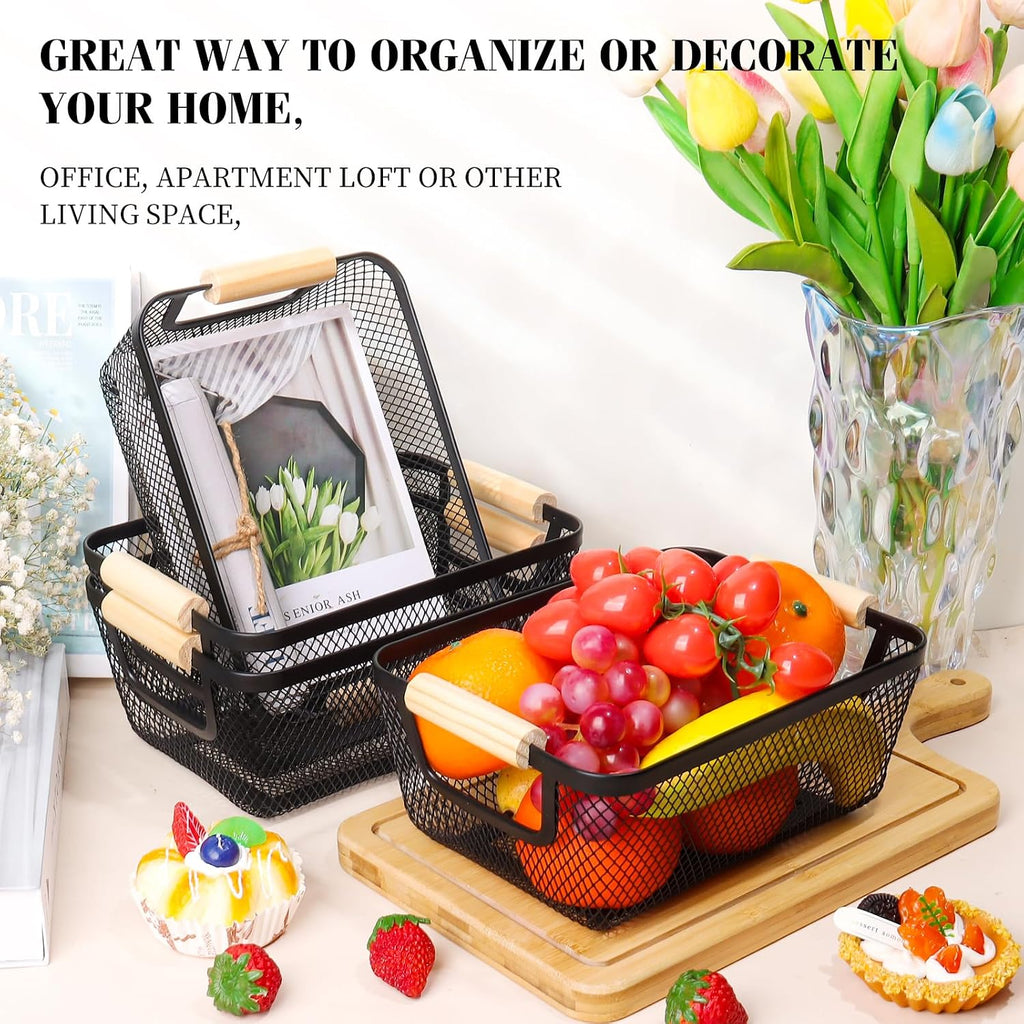 6 Pack Black Wire Storage Baskets