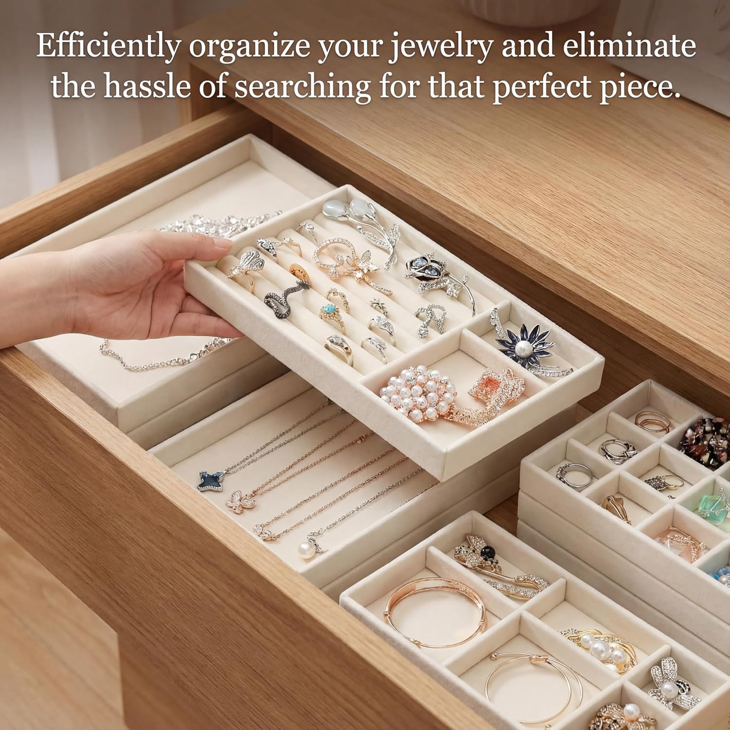 16 Pack Velvet Jewelry Storage Trays