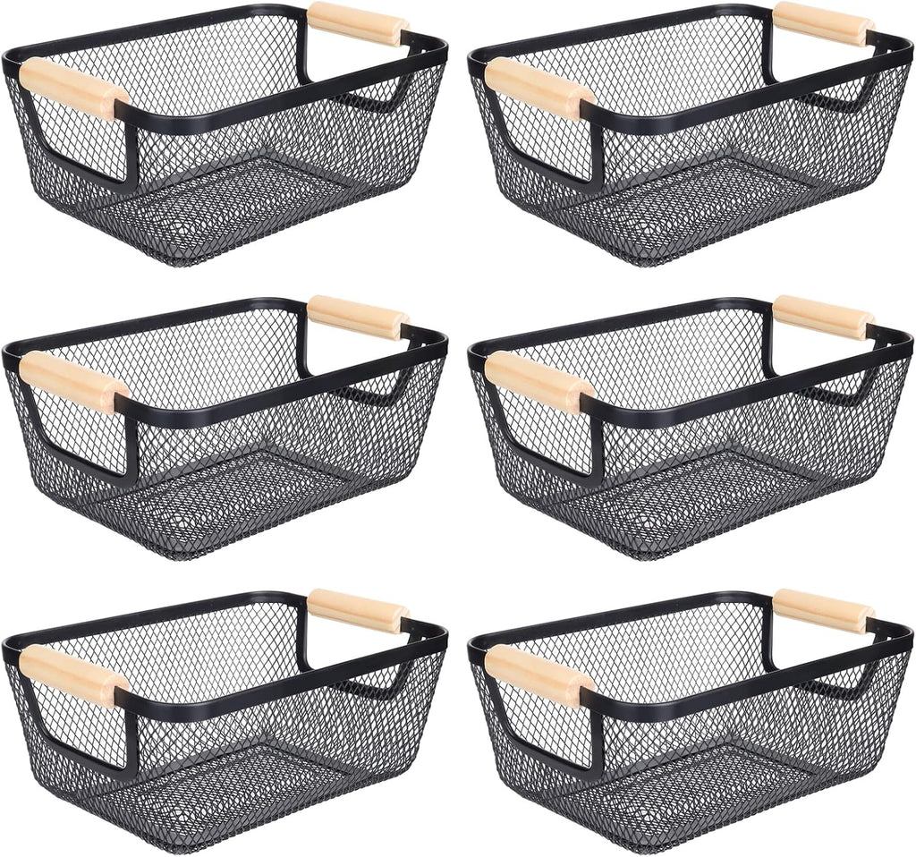 6 Pack Black Wire Storage Baskets