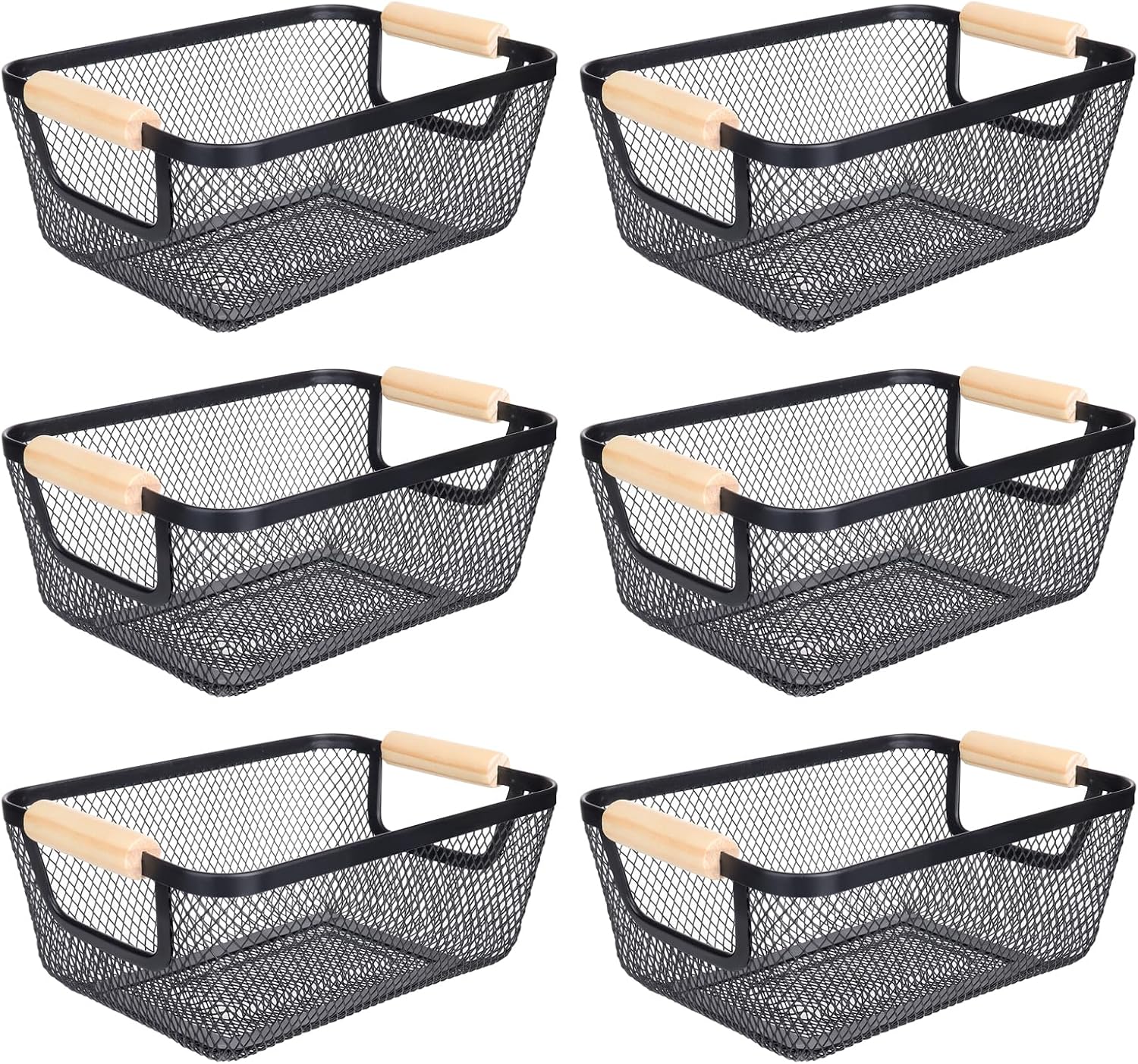 6 Pack Black Wire Storage Baskets