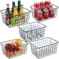 5 Pack Black Stackable Wire Storage Baskets