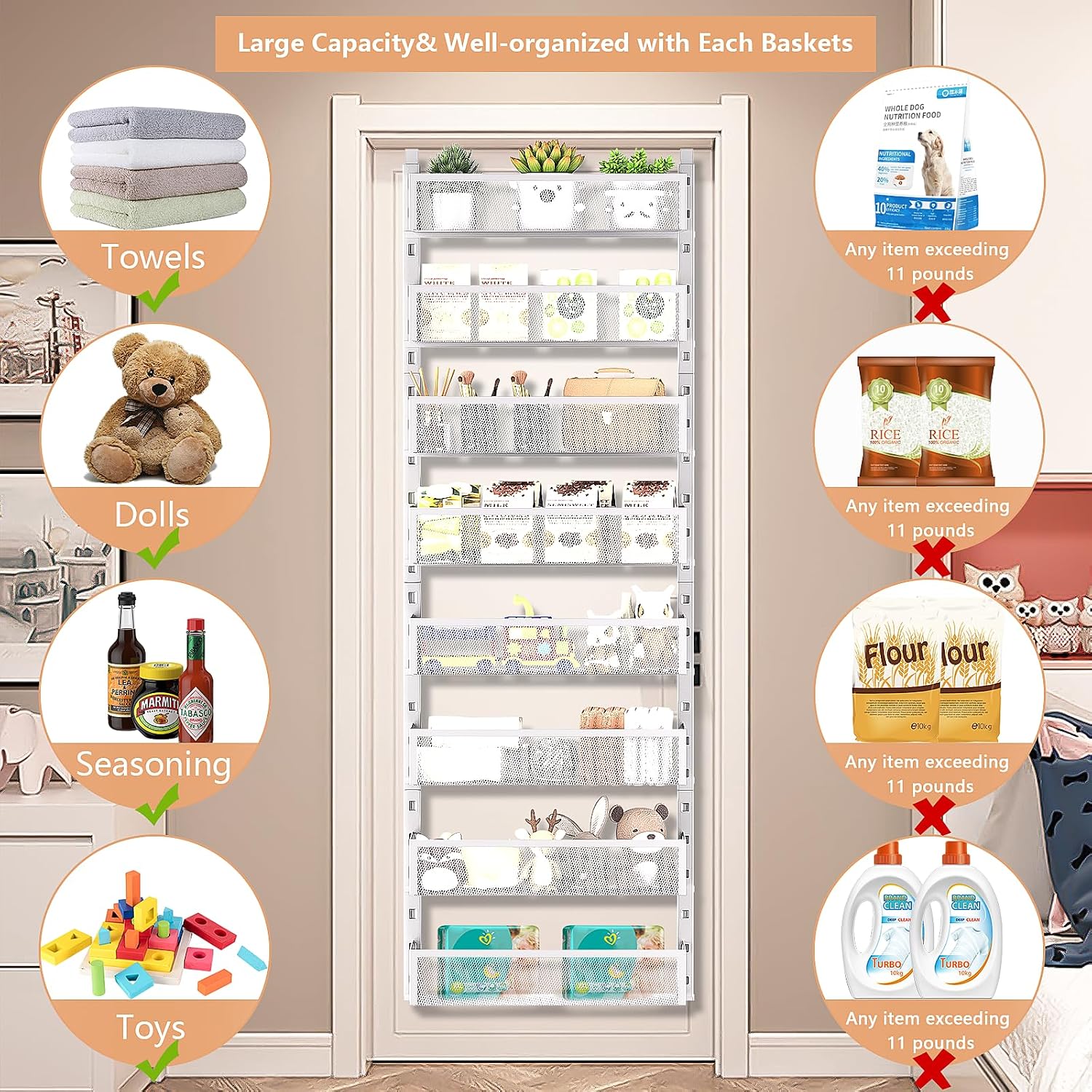 8-Tier Over Door Mesh Storage Organizer